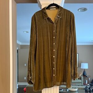 Cut Loose Olive Velvet tunic Shirt